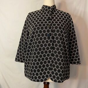 Coldwater Creek Black & White Polka Dot Button Up Jacket Plus Size 18